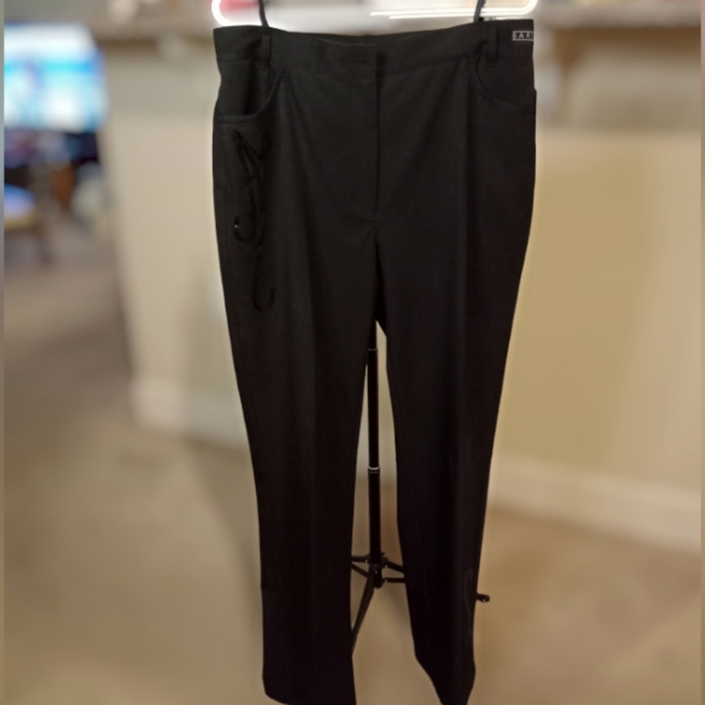 Black Barisal Dress Pant Sequin Trim Straight Boot Cut